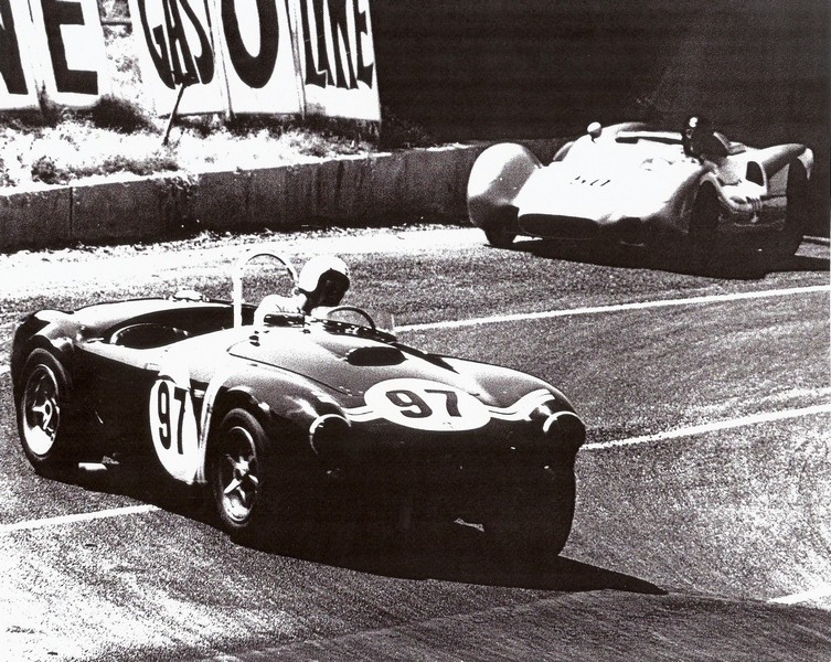 Dave MacDonald races the Cobra at Pomona Raceway in 1963